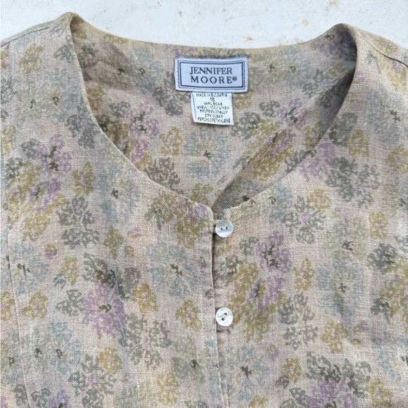 Jennifer Moore Linen Top Pastel Floral Vest Bulgaria made women’s plus size 16 - Picture 5 of 5